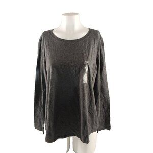 NWT STYLE&CO Long Sleeve T-shirt L(12-14) Gray Cotton Blend Pullover